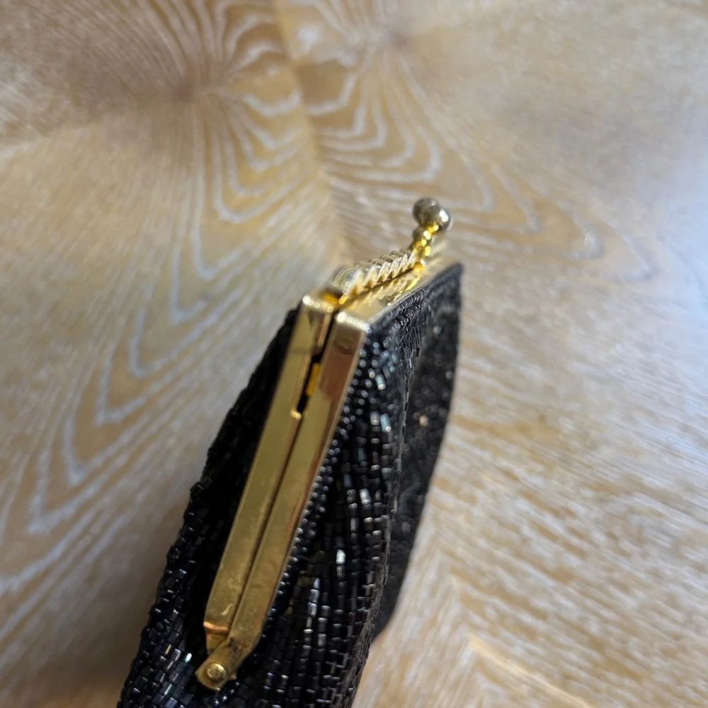 Elegant Black Beaded Clutch